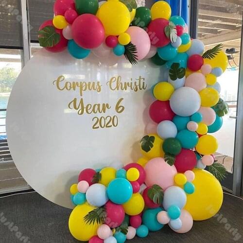 136pcs Matte Deep Hot Pink Yellow Balloon Rainbow Arch Garland Kit Baby Shower Favor Decor DIY Kids Birthday Party Decoration