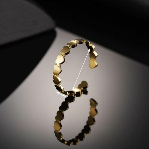 2021 New Trendy Gold Stainless Steel Couple Rings Adjustable Heart Ring Wedding Finger Ring Minimalist Jewelry anillo hombre