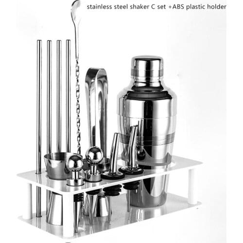 Bar Accessories stainless steel cocktail shaker set with ABS plastic holdder