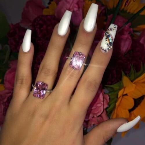 Princess cut big pink cubic zirconia cz Pink pinky Ring 2020 Luxury Female Girl Promise Engagement wedding Rings For Women