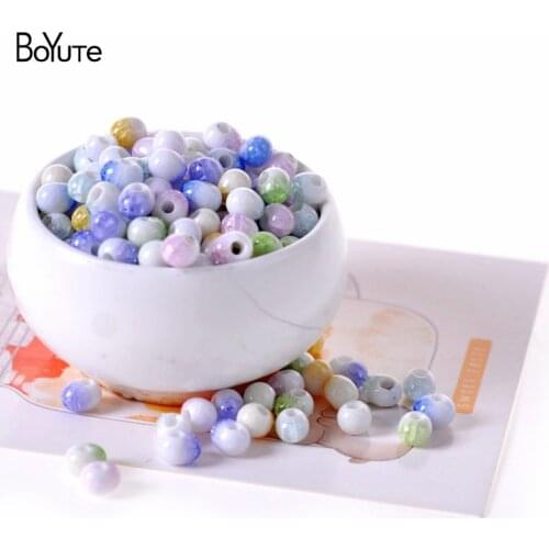 BoYuTe 50Pcs 6MM Ice Crack Beads Diy Hand Made Materials Porcelain Ceramic Jewelry Beads for Jewelry Making
