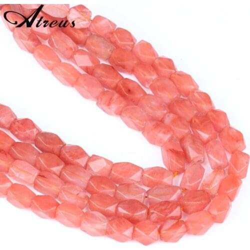 Atreus 10x16mm Watermelon Red Natural Stone Beads Square Faceted Spacer Loose Crystal Beads For Handmade Jewelry Making