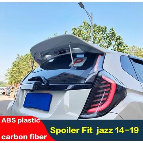 For Roof Spoiler Honda Fit Jazz 2014-2019 Carbon Fiber/ABS Plastic Color Car Rear Wing Tail Fin GK5 Rear Window Spoiler Rear Lip