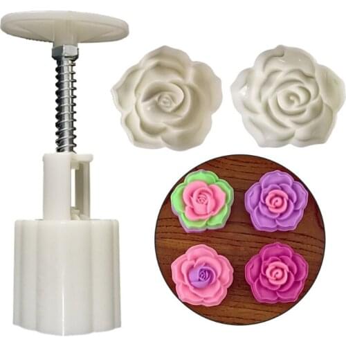 Mooncake Mold 50g Rose Flower Stamp Cake Cookie Mould Cutter Baking Accessories