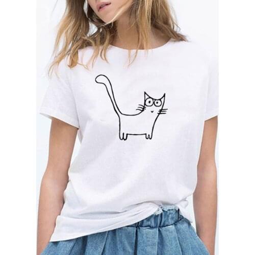 Kawaii Yin And Yang Cat Graphic Funny casual Women T-shirt 90s Cotton O Neck Fashion Shirt Short Sleeve Top Tees harajuku