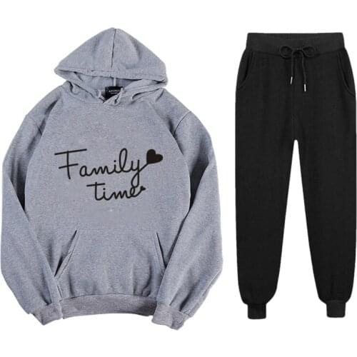 Abrini Women Autumn Fleece Hoodies Sets Two Pieces Sets Lettering Sweatshirts and Trousers Tracksuits Women Autumn Winter