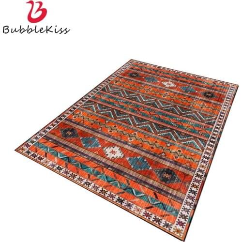 Bubble Kiss Turkish Ethnic Style Carpet For Living Room Orange Stripes Pattern Bedroom Home Area Rugs Decor Customized Floor Mat