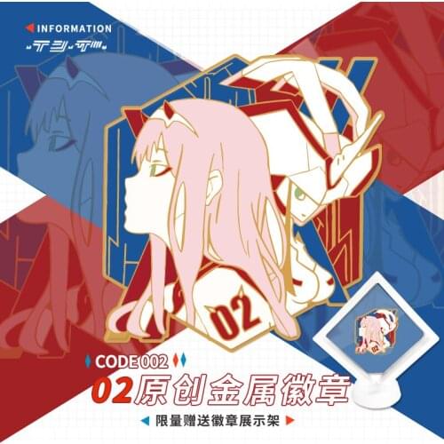 DARLING in the FRANXX Zero Two 02 Metal Badge Button Brooch Pins Anime Collection Medal Fashion Souvenir Cosplay Gifts
