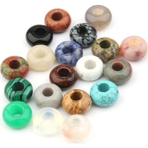 4pcs Fashion Natural Stone Flat Beads Multiple Colour Big Hole Beads Good Quality DIY Jewelry Accessories Size 10x5mm Hole 4mm