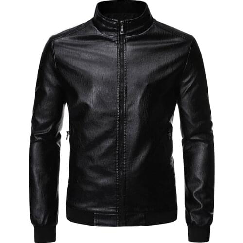 Mens Leather Jacket New Autumn and Winter Foreign Trade Leather Coat Male Motorcycle Male Coat