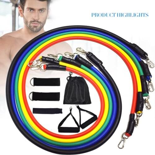 11-Piece Outdoor Sports Pull Rope Resistance Band Latex Pedal Set Fitness Yoga Exercise Equipment