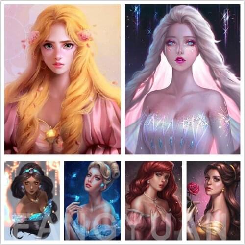 Full Square Round Drill Diamond Painting Cartoon Princess Series 5D Diy Diamond Embroidery Rhinestone Mosaic Home Decoration