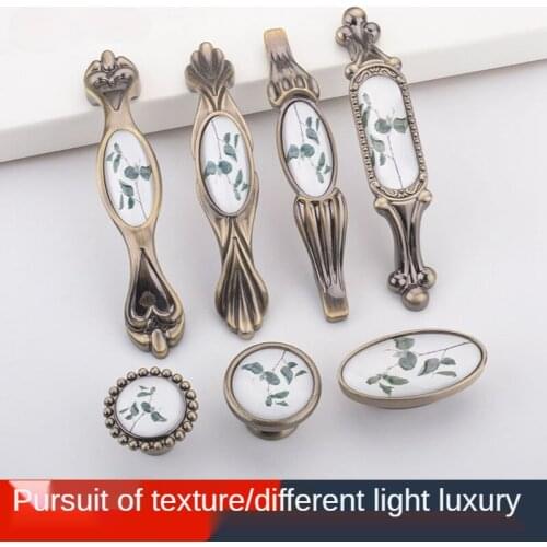 Cabinet Handles Light Luxury American Zinc Alloy Glass Crystal Handle Bronze Wardrobe Drawer Shoe Cabinet Cupboard Door Handle