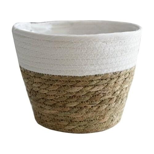 Nordic Handmade Straw Basket Laundry Picnic Toy Storage Macrame Woven Flower Pot