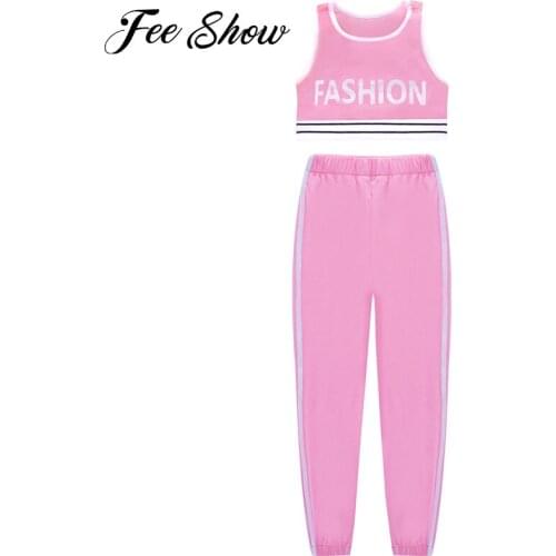 Toddler Kids Girls Summer Sport Suit Tracksuits Sleeveless Keyhole Back Running Exercise Cropped Vest Tops Gym Sports Pants Set