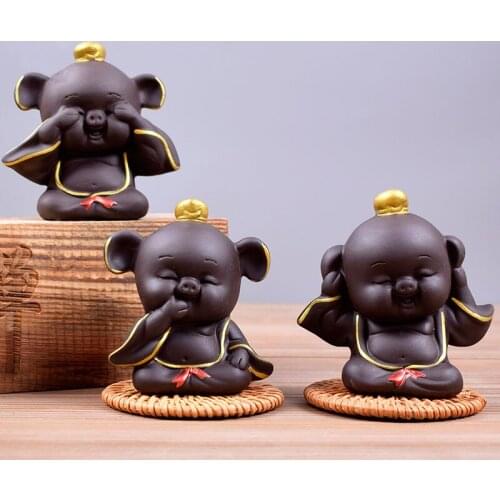 Tea Pet Pig Statue Purple Sand Crafts Animal Decoration Desk Decoration Home Decoration Holiday Gift Pig Sculpture