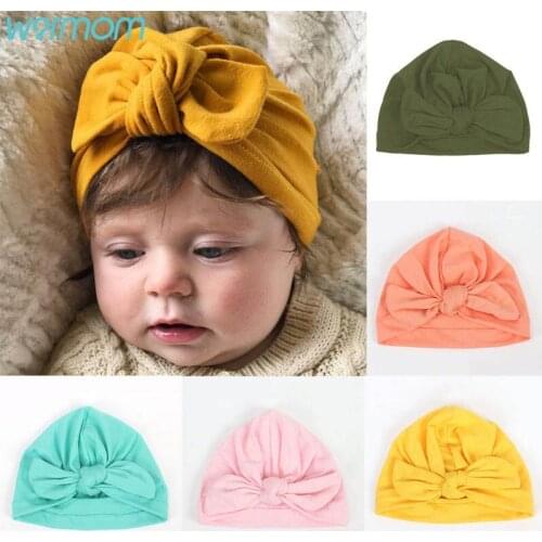 Warmom Autumn Winter Childrens Hat Childrens Winter Color Bunny Ears Indian Hat Baby Knotted Cap Solid Color Hat