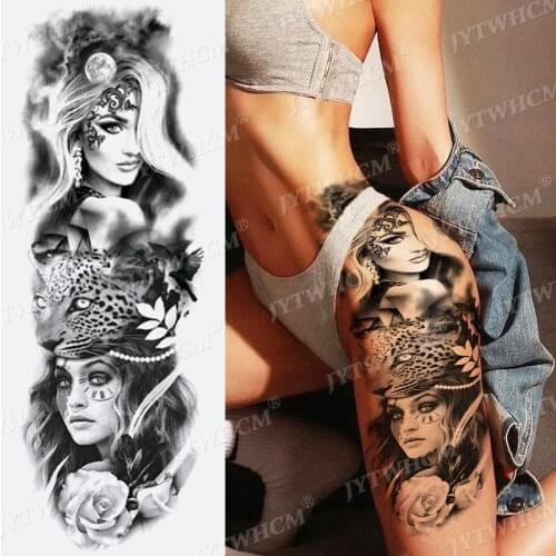 Waterproof Design Temporary Tattoo Stickers Full Arm Large Skull Old School Tattoo Stickers Realistic Fake Tattoos for Men Women