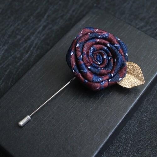 I-Remiel Upscale Long Needle Brooches and Pins for Mens Suit Shirt Ribbon Rose Brooch Korean Girls Corsage Pocket Towel Collar