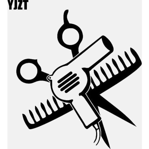 YJZT 13.6CM*15CM Hairdressing Tools Cute Hair Dryer Vinyl Decoration Car Sticker C22-0132