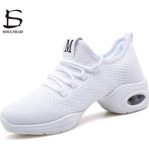 Black White Jazz Dance Shoes Women Sneakers Flying Woven Net Modern Dancing Shoes Woman Spring Summer Outdoor Ladies Sports Shoe