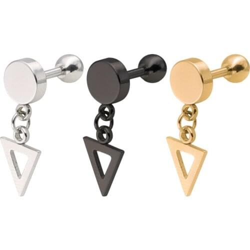 Earrings for Women Black Stainless Steel Gold for Earring Gifts for Women Accessories Piercing Triangle Circle Earrings Korean