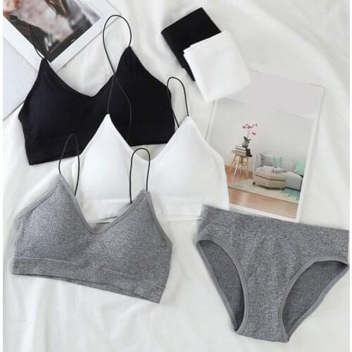 Lingerie Threaded Underwear Set Sexy Beauty Back Bandeau Gathering Sports No Steel Ring Bra Set