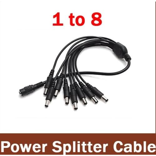 1pcs,2.1x5.5mm 1 Female to 8 Male DC Power Splitter, 1 to 8 DC Split Y-cable Pigtail for CCTV Camera System