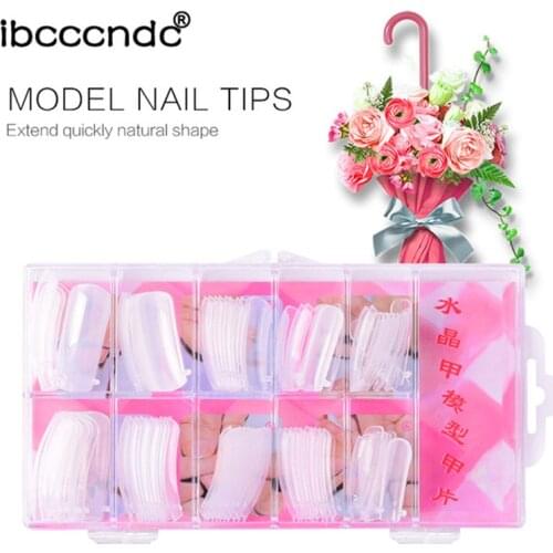 100pc/set False Nail Tips Model Form for Full Cover UV GEL Acrylic Nail Art Mold Fake Nails Extension Transparent