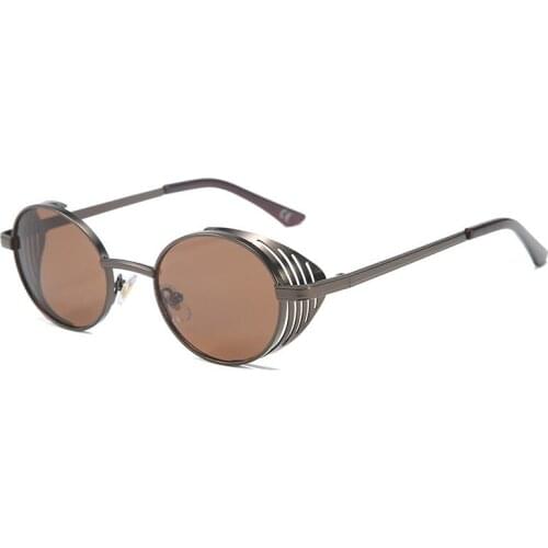 2021 Fashion Vintage Round Sunglasses Women Men Steampunk Goggles Retro Gold Metal Sun Glasses Hip Pop Wire Frame Teashade