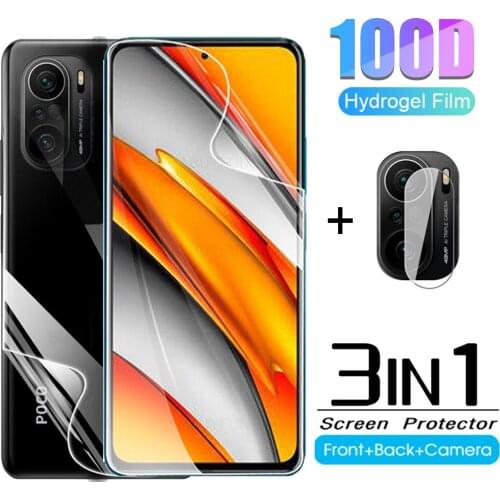 3in1 Front Back Hydrogel Film For Poco F3 Protective Film For xiamoi poco f3 x3 pro x3 nfc m3 pro 5g Poco F 3 Camera Lens Film