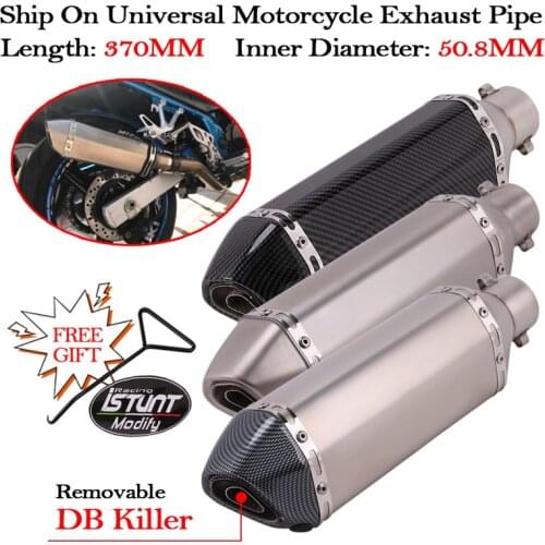 370MM Ship On Motorcycle Exhaust Modified Universal Moto Escape DB Killer Muffler For Sports Scooter ATV R3 R25 Z250 Z650 RC390