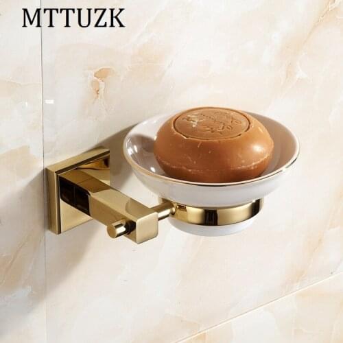 Vidric Bathroom Accessories Brass Golden/Chrome Soap Dishes Soap Holder Wall Mounted Soap Case Home Decoration