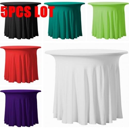 White And Black Color Ruffled Round Spandex Table Cover Cloth Stretch Tablecloth For Wedding Event Decoration