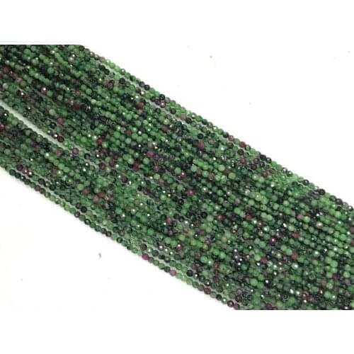 Natural Rub Zoisite Beads Faceted 2mm 3mm 4mm,Genuine Tiny Rub y Zoisite Beads Red Green Gem stone Beads,5strings 15.5"