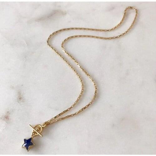 Fashion simple stainless steel chain necklace natural stone star pendant choker minimalist jewelry accessories gifts for girls