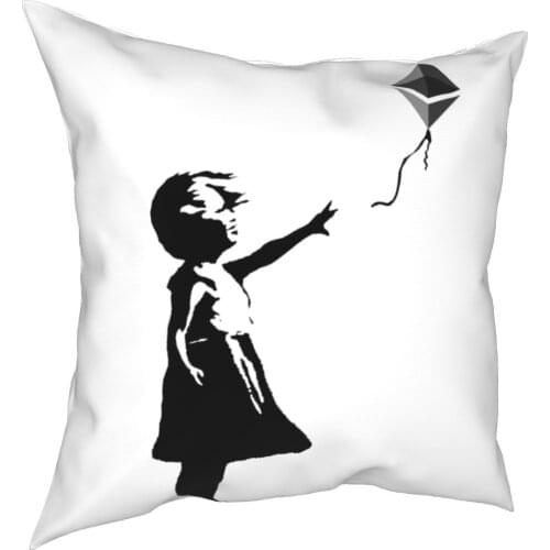 Ethereum Balloon Girl Banksy Loves Bitcoin Pillow Covers Home Cryptocurrency Blockchain Cushion Case Creative Pillow Cover 40*40
