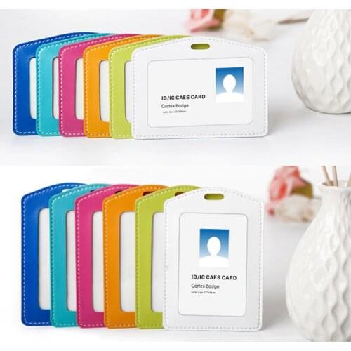 Wholesale Price Soft PU Leather ID Card Holder Horizontal/Vertical Without Lanyard, for Students/Business/Staff