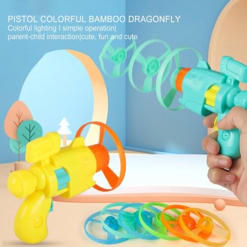 Childrens Toy Sports Games Child Games Flying Saucer Gun Flashing Top Outdoor Flying Bamboo Dragonfly Toy Luminous Flying Disc