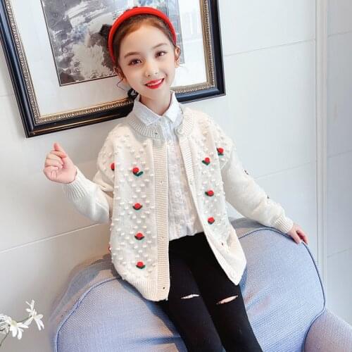 Girls Sweater Kids Babys Coat Outwear 2021 Loose Thicken Warm Winter Autumn Knitting Tops Pure Cotton Cardigan Childrens Cloth