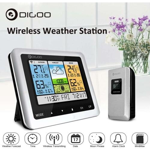 Digoo DG-TH8888 LCD Colorful Wireless Home Weather Station Thermometer Humidity Sensor Outdoor Indoor Forecast Sensor Clock