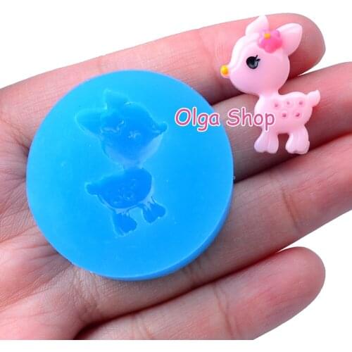 DYL398 27.6mm x 11.7mm Fawn Silicone Mold Fondant Cake Decoration Candy Resin Clay Earrings Necklace Craft Soap Candle FOOD SAFE