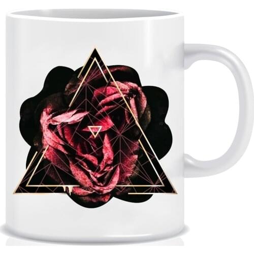 Custog Porcelain Mug Fun Design For Coffee Funny Gifts for Women and Men 12oz Customize Rose Triangle