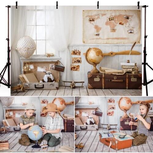 Children Travel Photography Backdrops Newborn Baby Boy Room Toy Pilot Background Photobooth Photo Studio Decorative Props