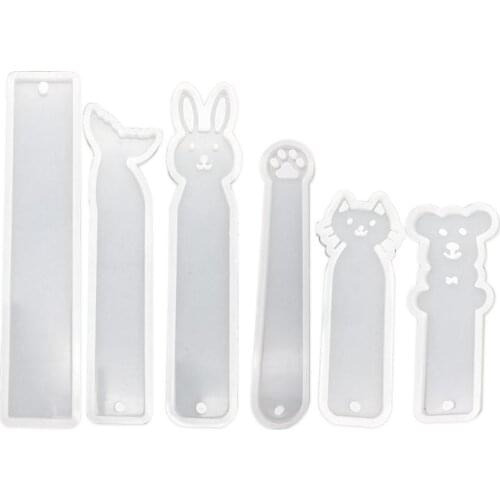 New Style 6Pcs Silicone Bookmark Mold DIY Bookmark Casting Mould Making Epoxy Resin Jewelry Craft Silicone Mold Mermaid/Cat Claw