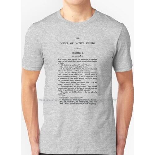 The Count Of Monte Cristo Alexandre Dumas First Page T Shirt 100% Pure Cotton Count Monte Cristo Alexandre Alexander Dumas
