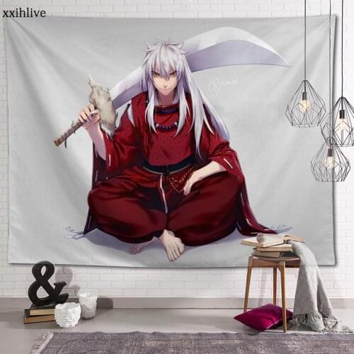 Custom Tapestry Classic Anime Inuyasha Printed Large Wall Tapestries Hippie Wall Hanging Bohemian Wall Art Decoration Room Decor