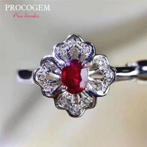 Trendy Natural Burma ruby Rings for Women Party Engagement 0.45Ct heated Genuine gemstones Fine jewelry 925 Sterling Silver #490