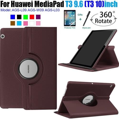 360 Degree Rotating Magnetic Smart PU Leather Protective Case For T3 10 inch Huawei MediaPad T3 9.6 9AGS-W09 AGS-L09/L03 Tablet
