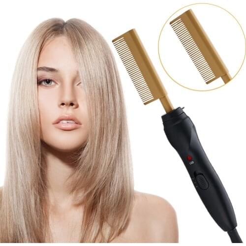 Mutil-function Electric Hair Comb Flat Irons Straightener LED Light Display Hot Heating Hair Beard Brush Curling Styling Comb